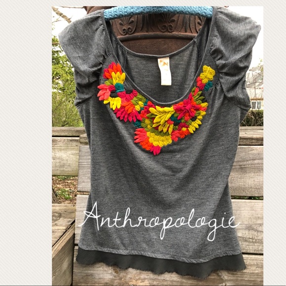Anthropologie Tops - ANTHROPOLOGIE EMBELLISHED TOP
